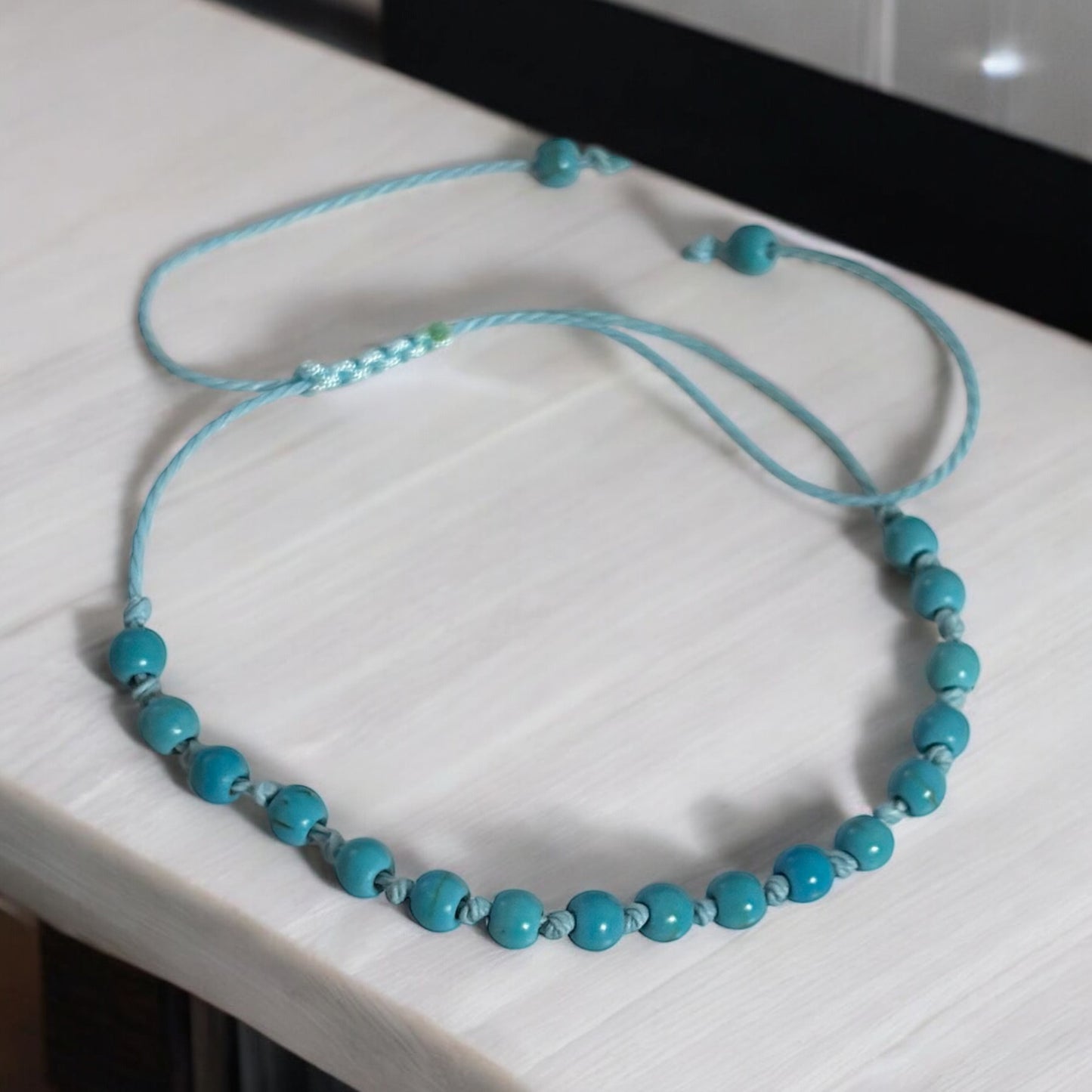 Pulsera de tobillo con forma de tortuga bohemia hecha a mano y anudada de 2 piezas