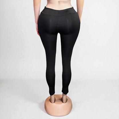 Slim fit PU Leather Lace Women Legging