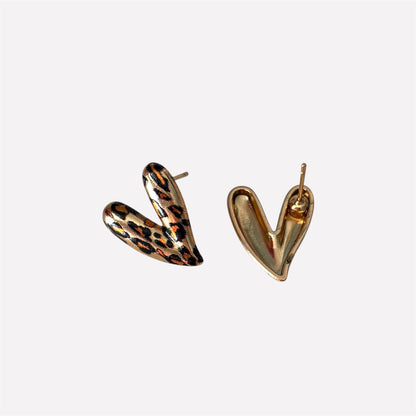 Cheetah Heart Shape Small Stud Earring