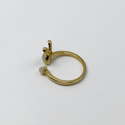 Golden Bunny & Carrot Adjustable Ring