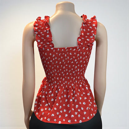 Floral Women Red Smock Tank