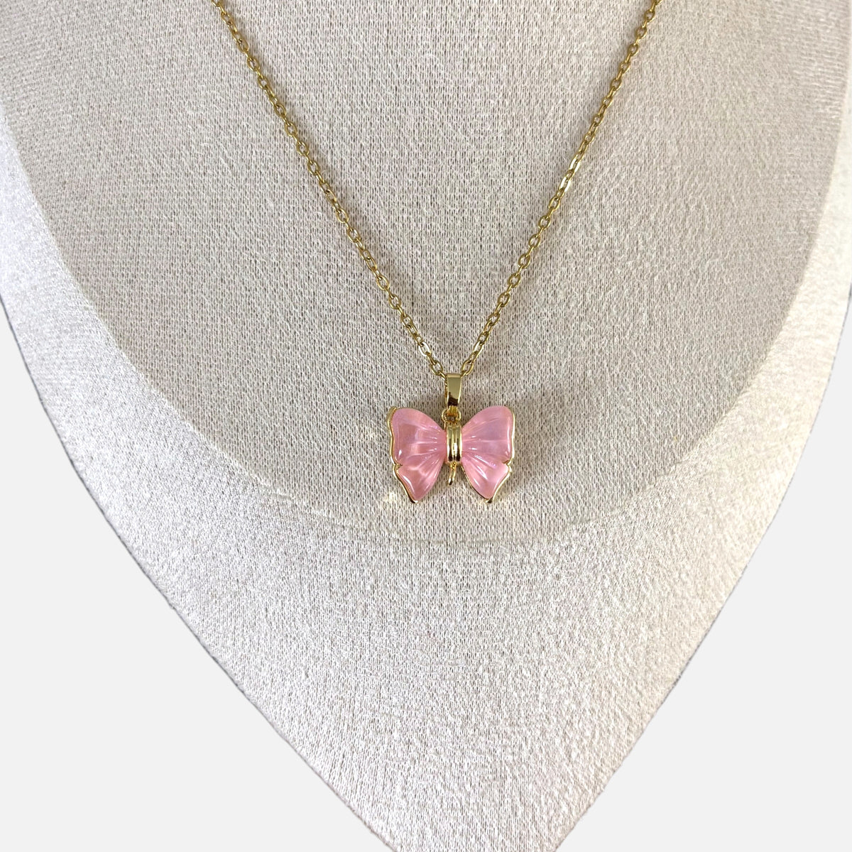 Pink Bow Necklace & Earring Set