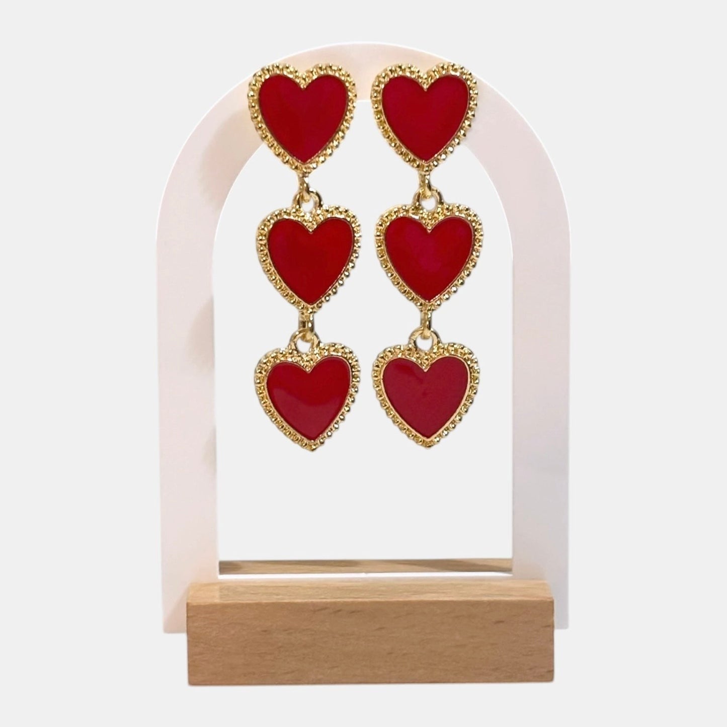 3 Hearts Long Dangle Earring