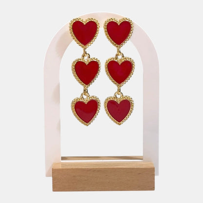 3 Hearts Long Dangle Earring
