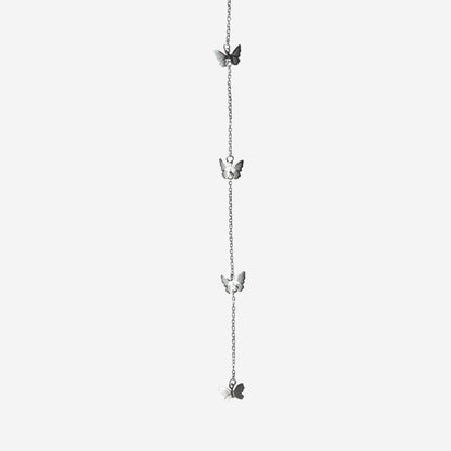 Butterfly Silver Choker W/ Back Chain Tassel