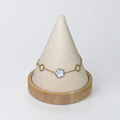 Gold White Shell Flower Bracelet