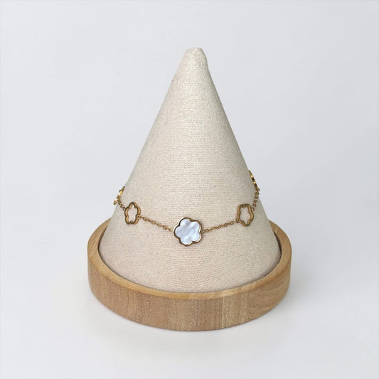 Gold White Shell Flower Bracelet