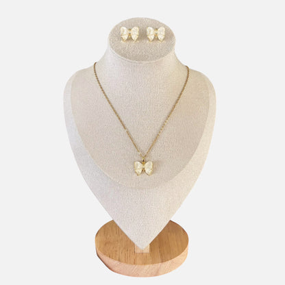Ivory Bow Necklace & Earring Set