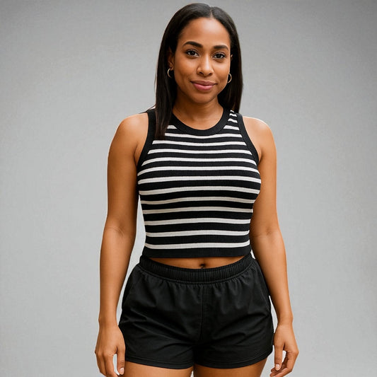 Striped Sleeveless Knitted Base Shirt
