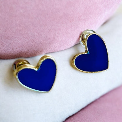 Small Dark Blue Heart Earring