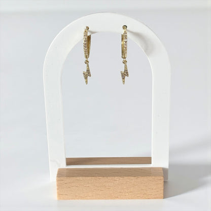 Crystal Gold Lightning Hoop Earrings
