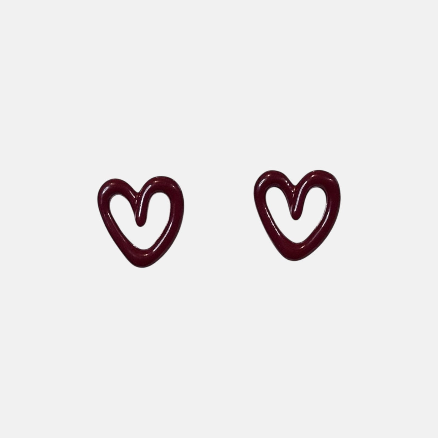Small Burgundy Heart Stud Earring