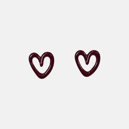 Small Burgundy Heart Stud Earring