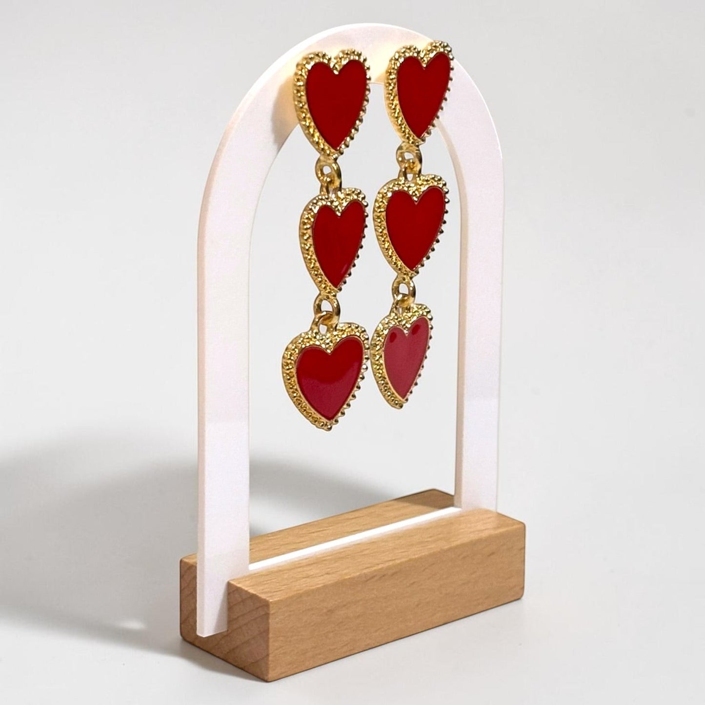 3 Hearts Long Dangle Earring