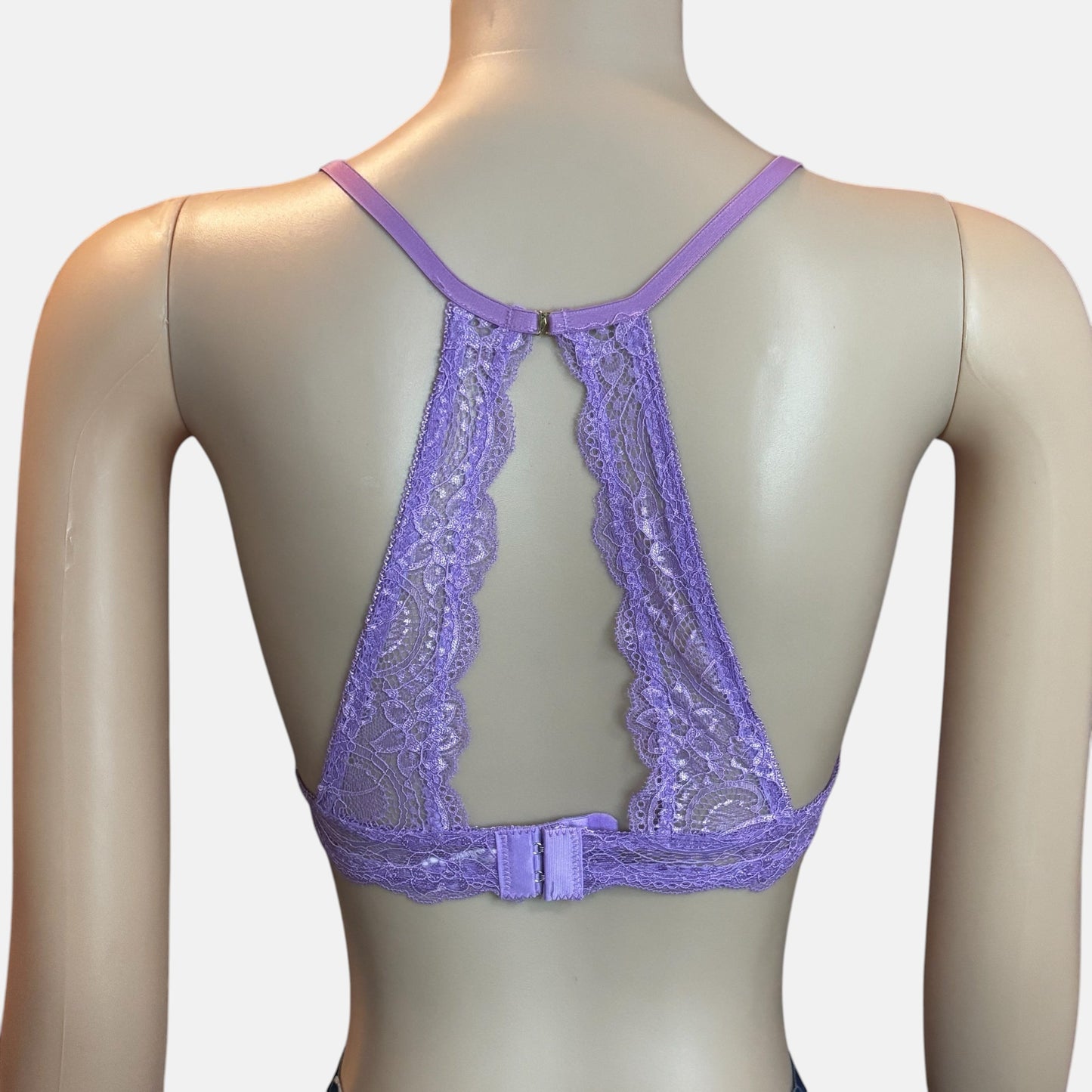 Bralette morado sin aros con encaje floral para mujer