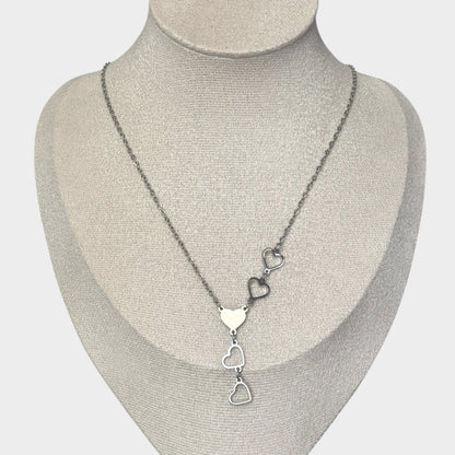 Hearts Silver Pendant Charm Necklace