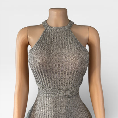 Vestido largo maxi de mujer color gris liso