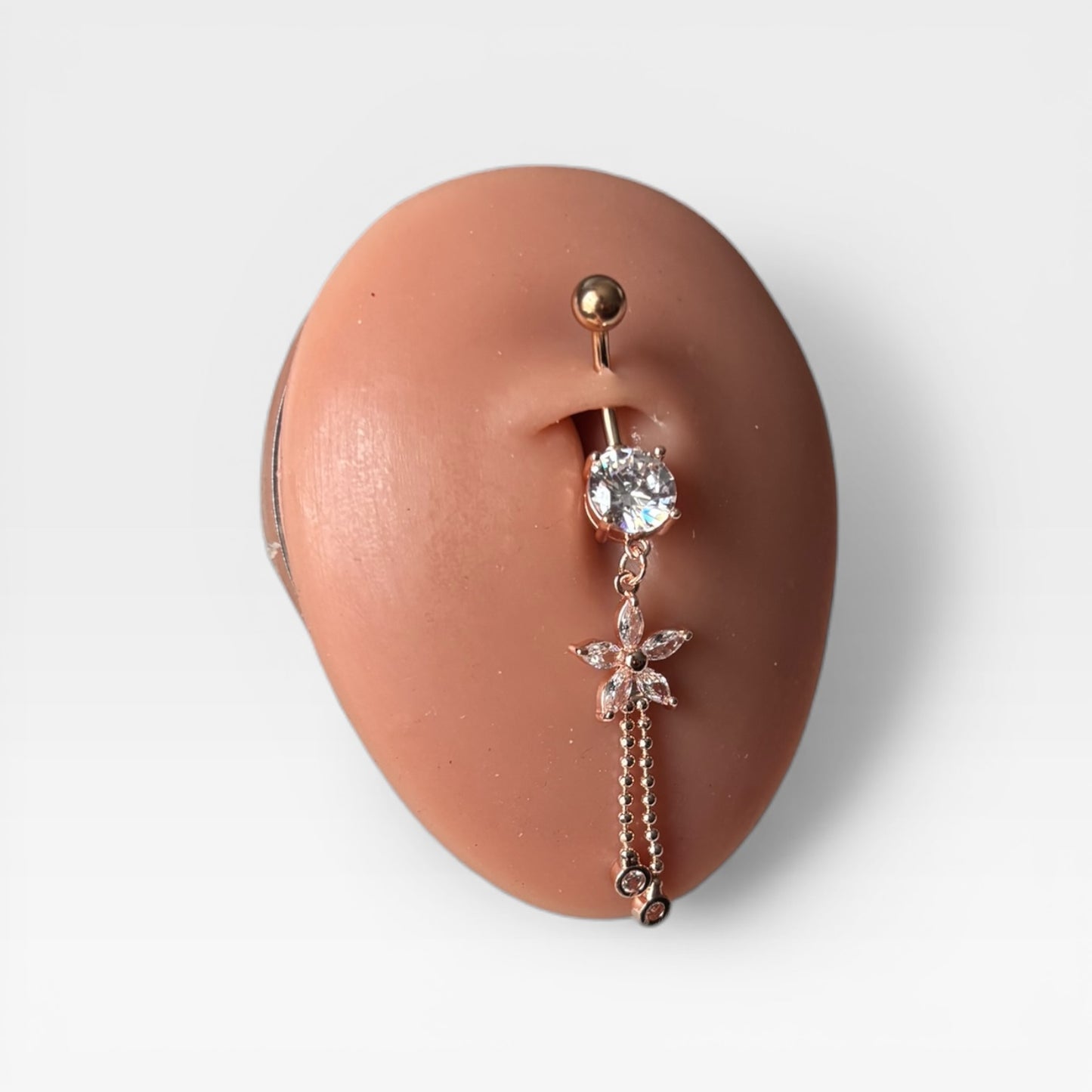 Rose Gold Crystal Flower Belly Ring
