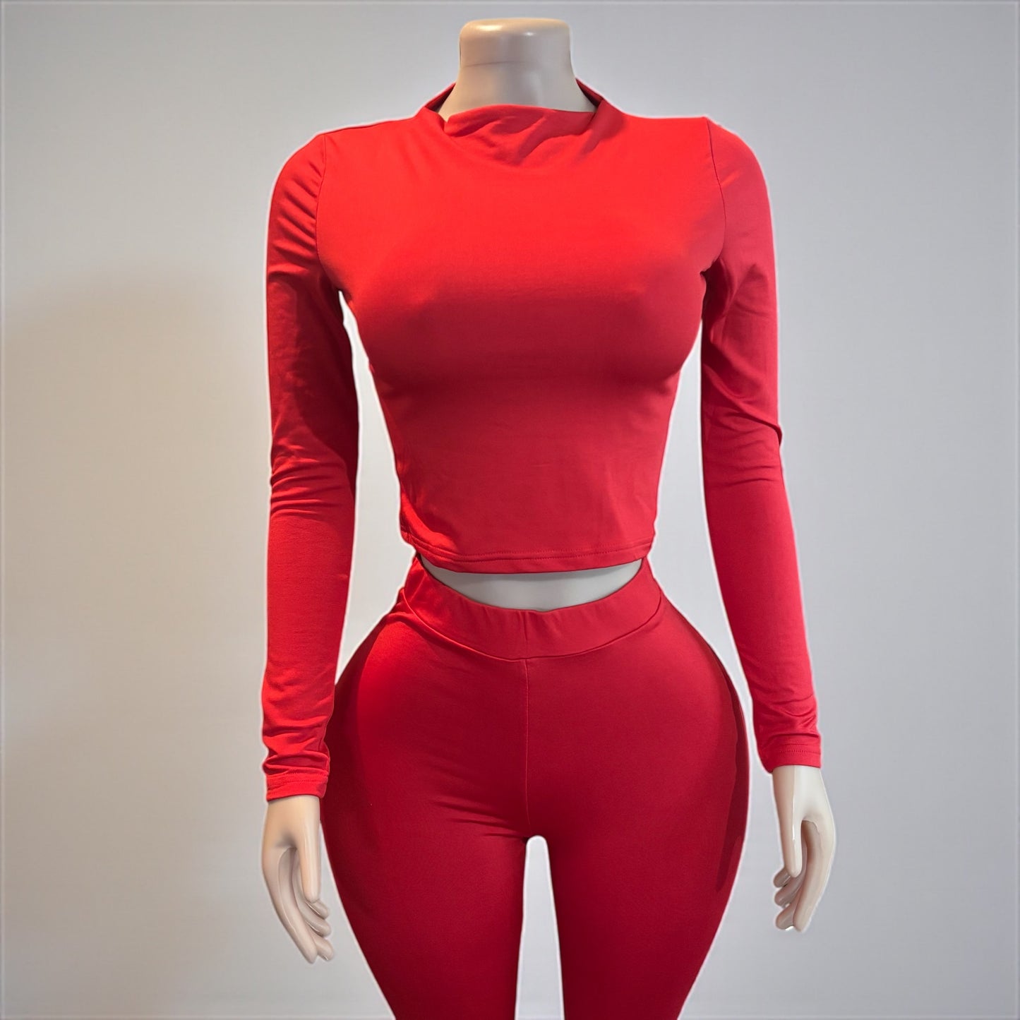 2 Piece Top and Long Pant Red Set