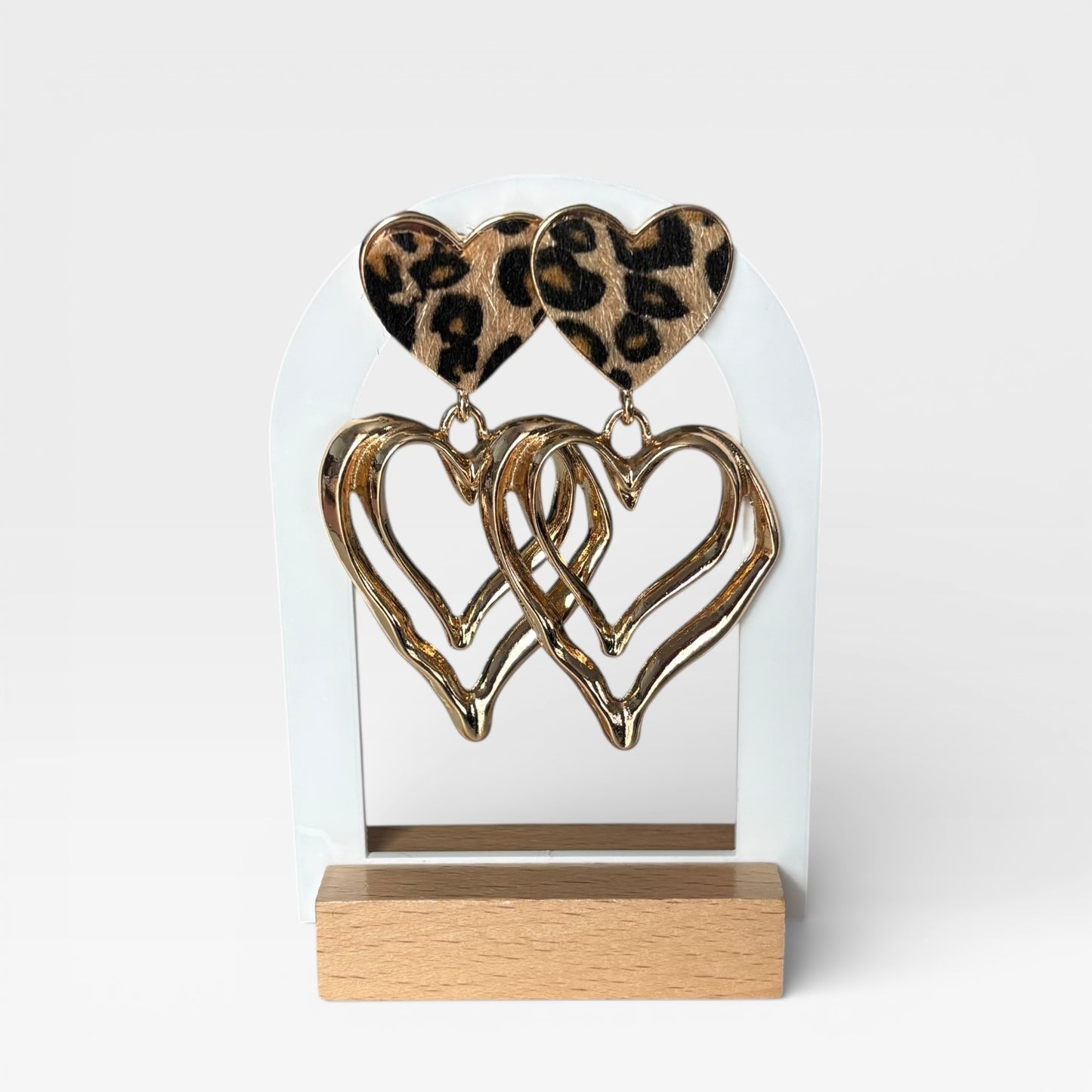 Leopard Print Heart Dandle Earring