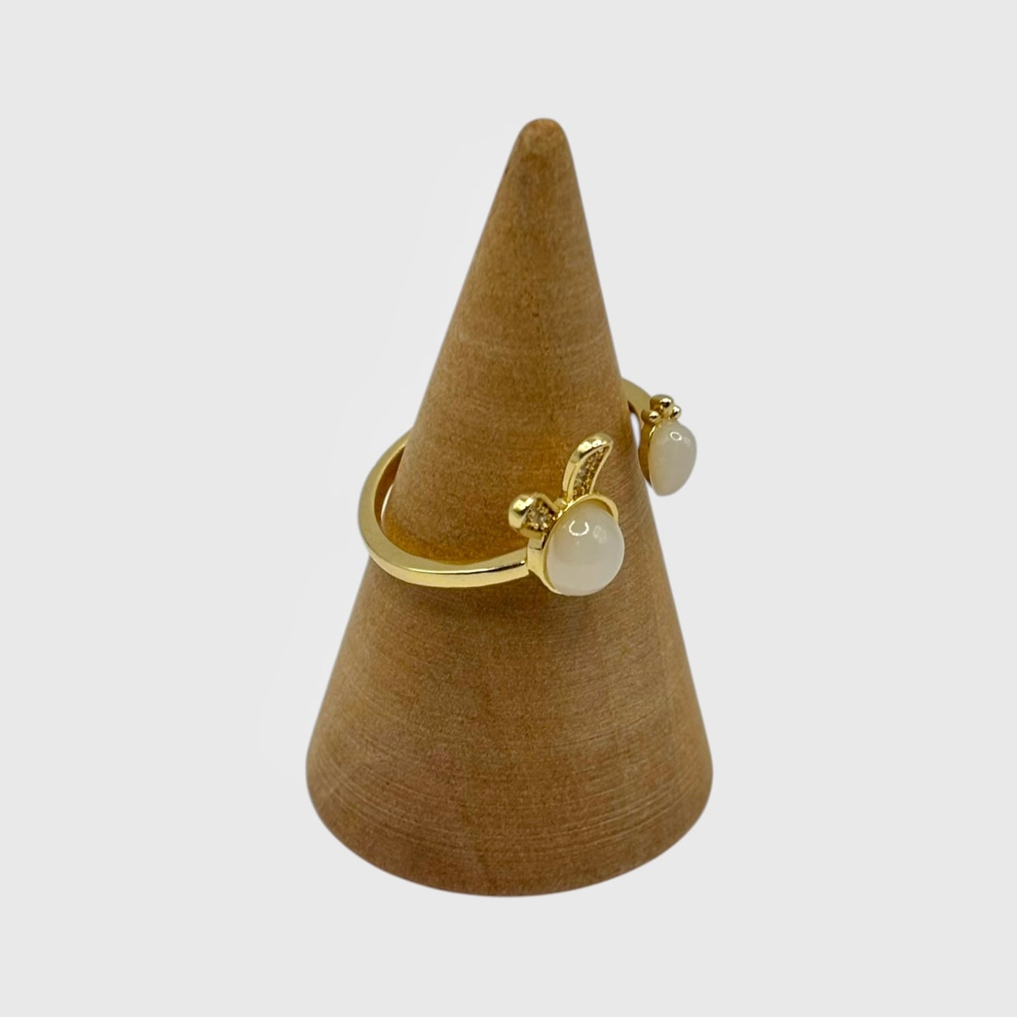 Golden Bunny & Carrot Adjustable Ring