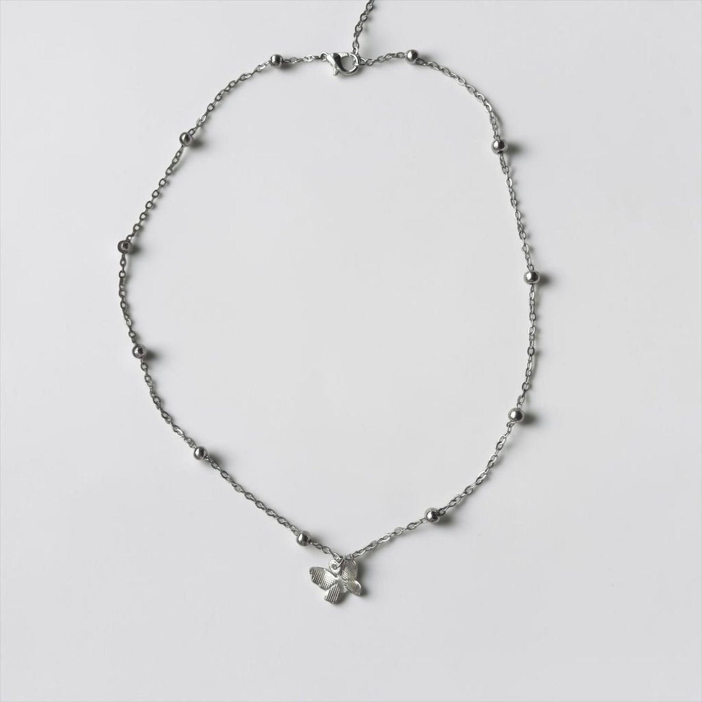 Butterfly Silver Choker W/ Back Chain Tassel