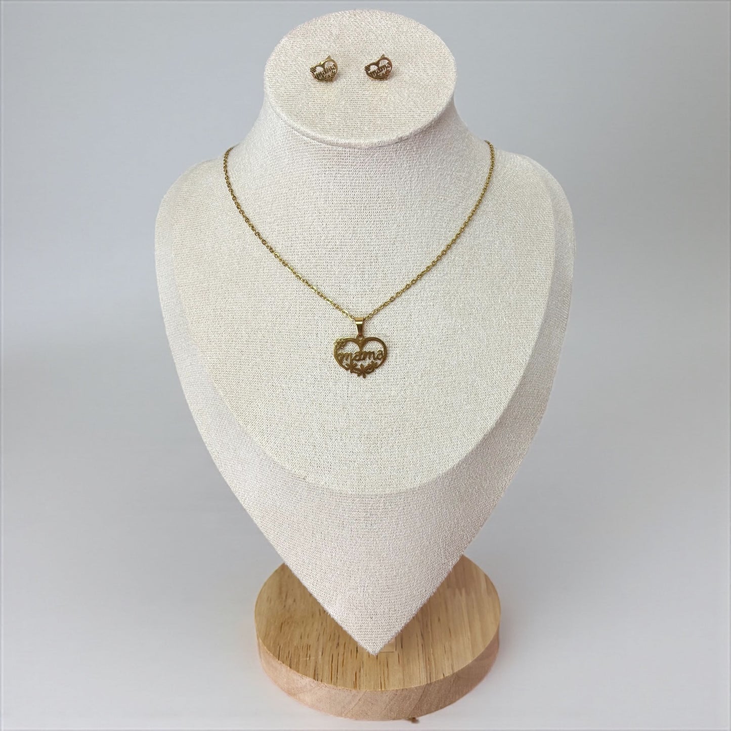 Mama Heart Flower Earring Necklace Set