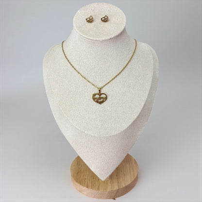 Mama Heart Flower Earring Necklace Set