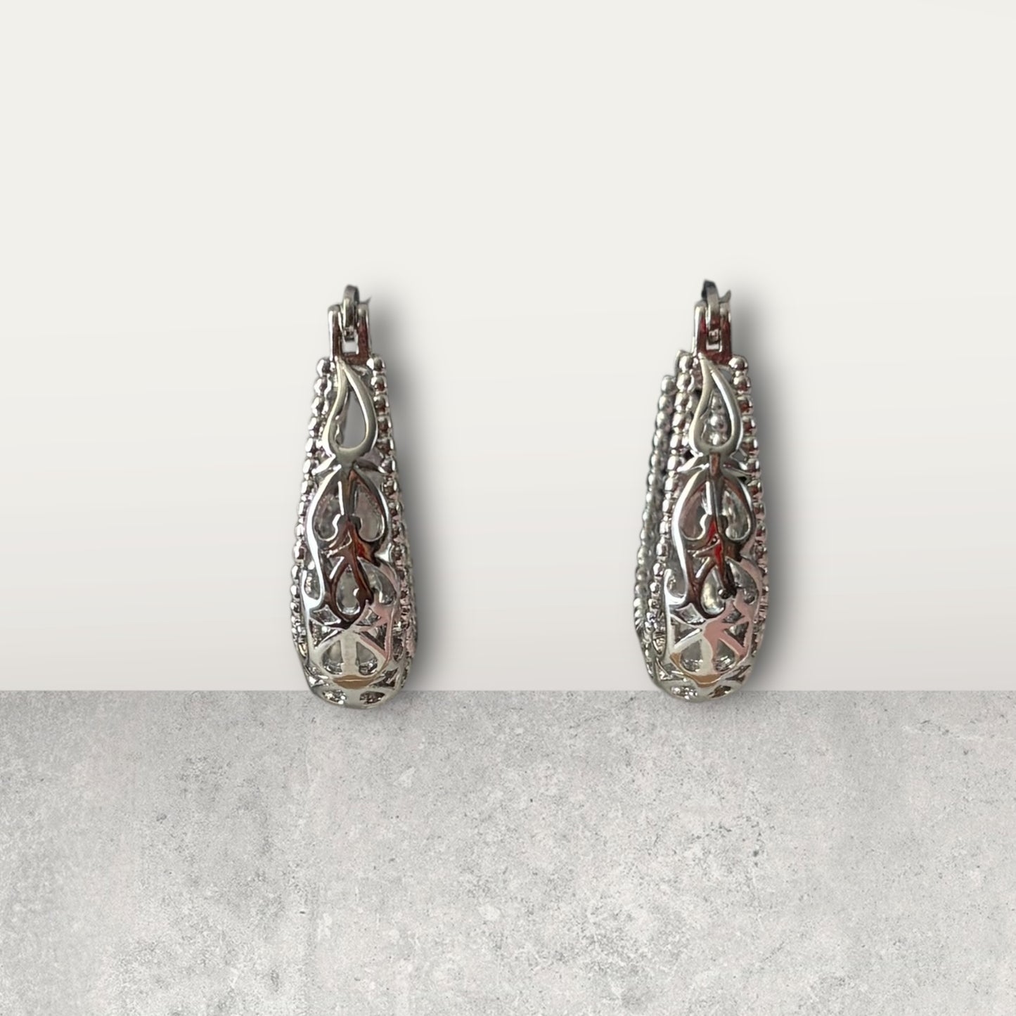 Hollow Silver Hoop Earring