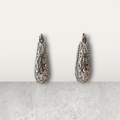 Hollow Silver Hoop Earring