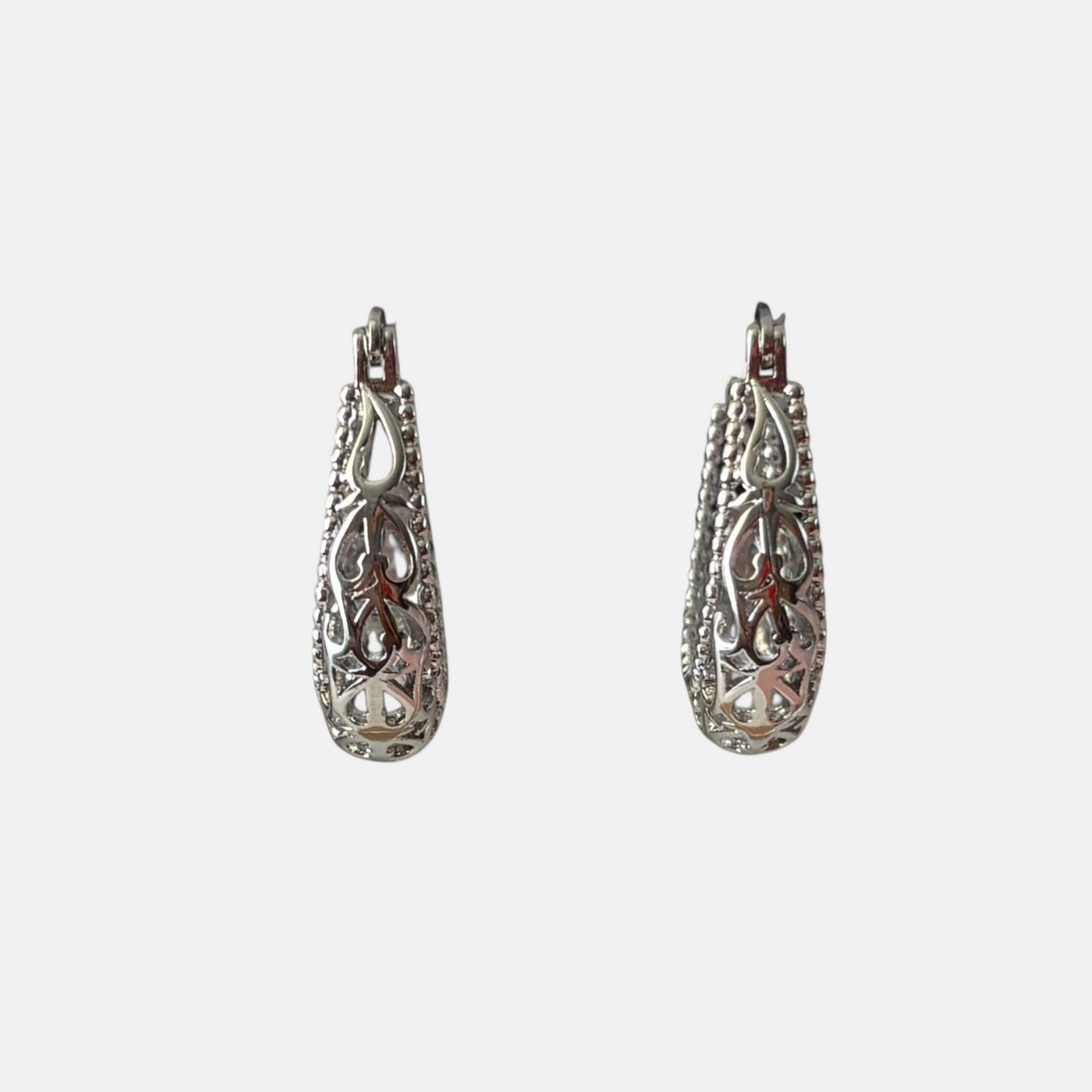 Hollow Silver Hoop Earring