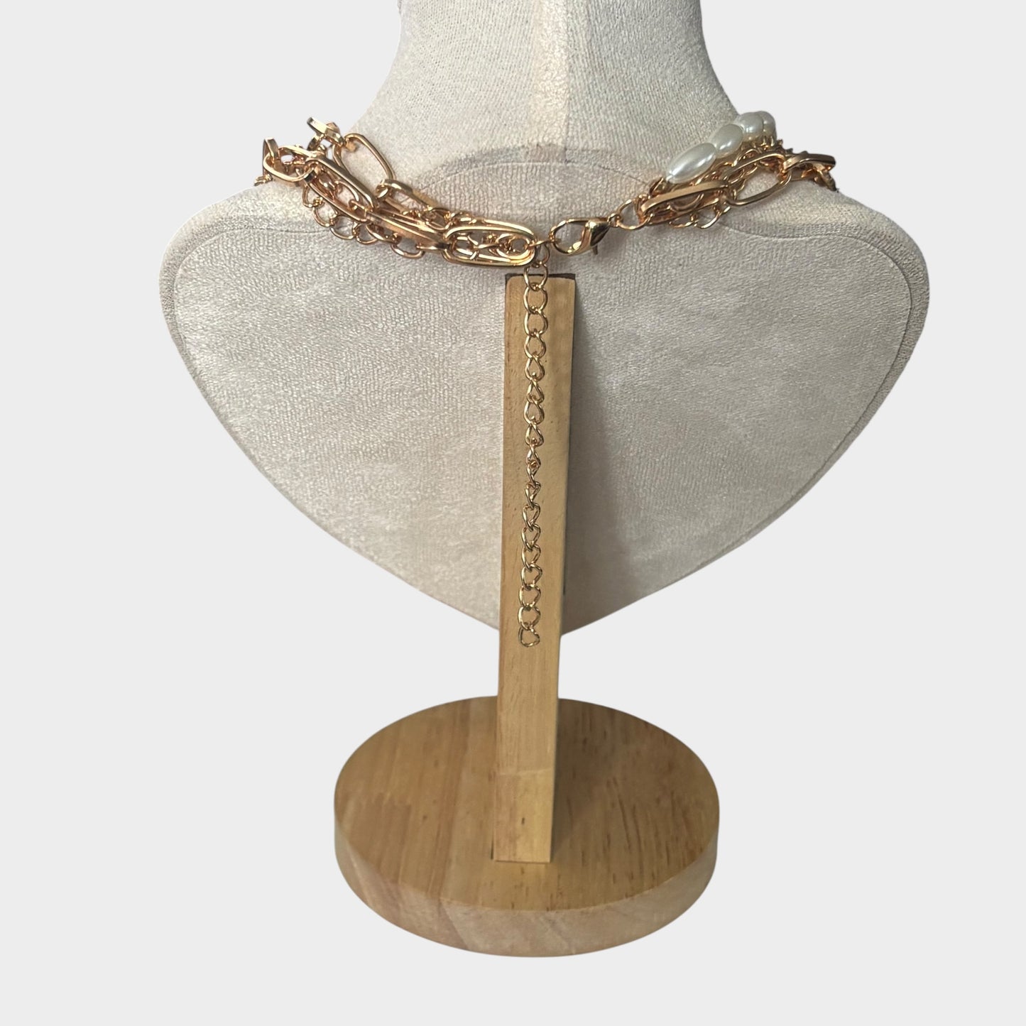 Gold Layered Pearl Heart Locket Necklace