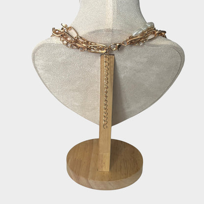Gold Layered Pearl Heart Locket Necklace