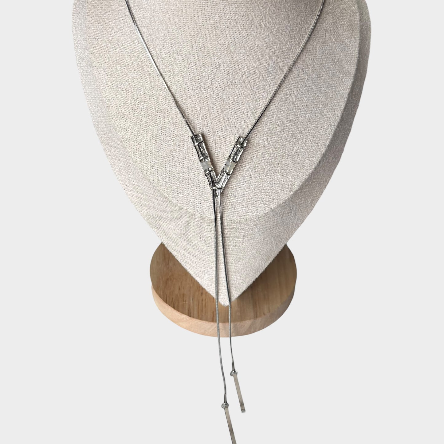 V Shape Silver Long Necklace