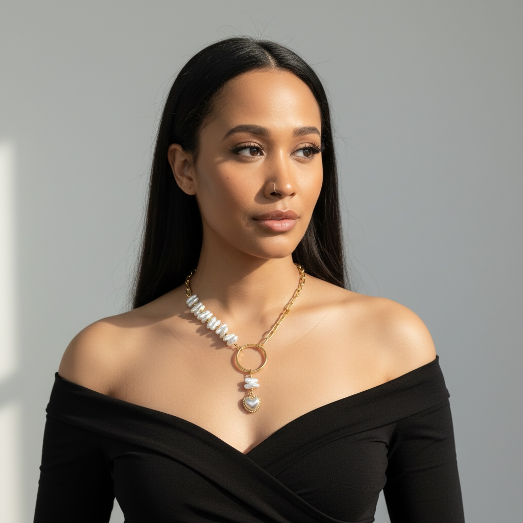 Gold Heart Shape Choker Necklace