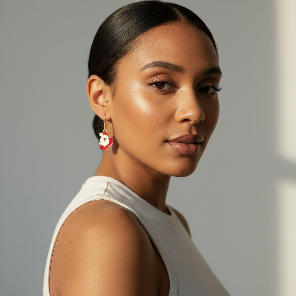 Santa With Red Gift Bag Mini Earrings