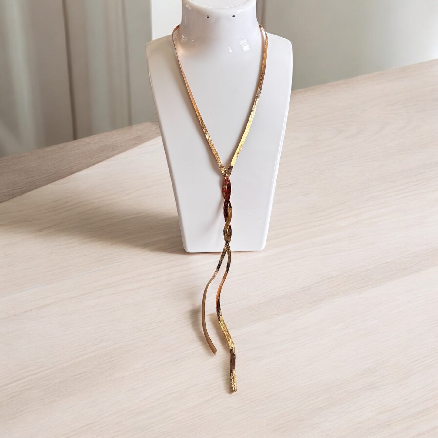 Flat Snake Long Chain Necklace