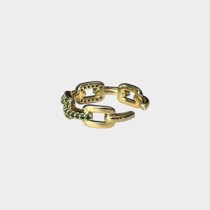 Emerald Green Adjustable Chain Ring