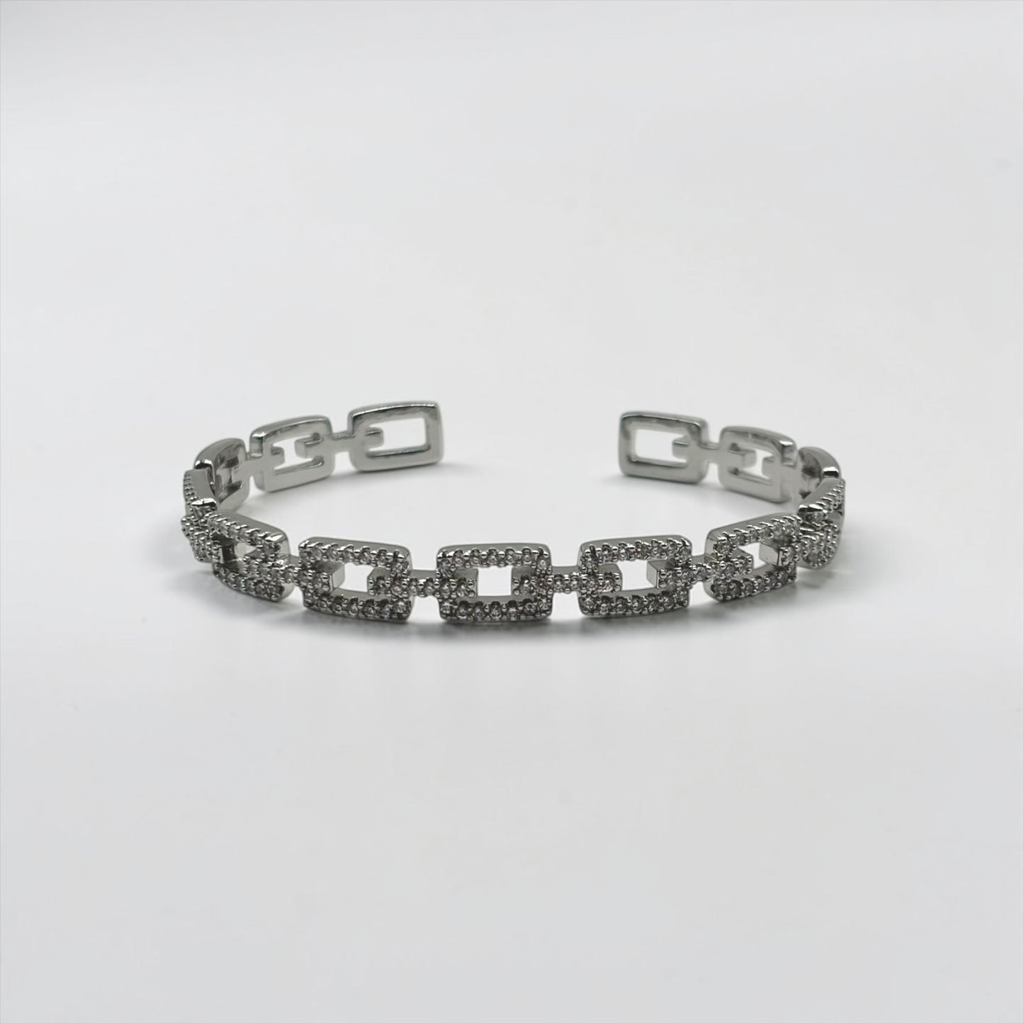 Pulsera abierta elegante ajustable con forma cuadrada geométrica