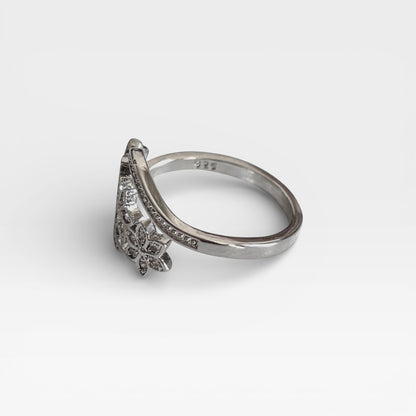 Adjustable 925 Sterling Silver Flower Ring