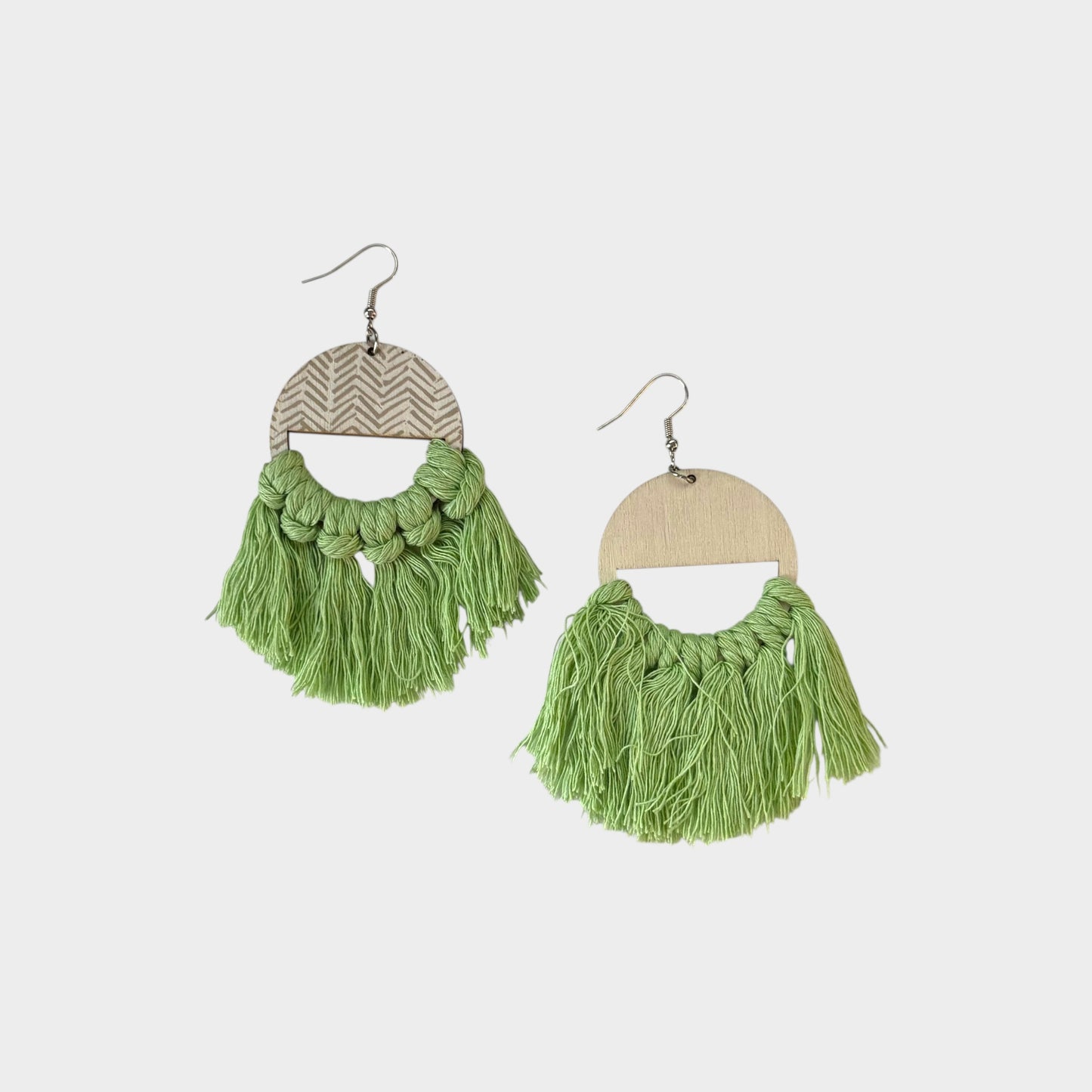 Boho Mint Macramé Fringe Earrings