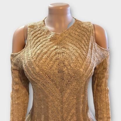 Suéter de punto de manga larga con hombros descubiertos para mujer