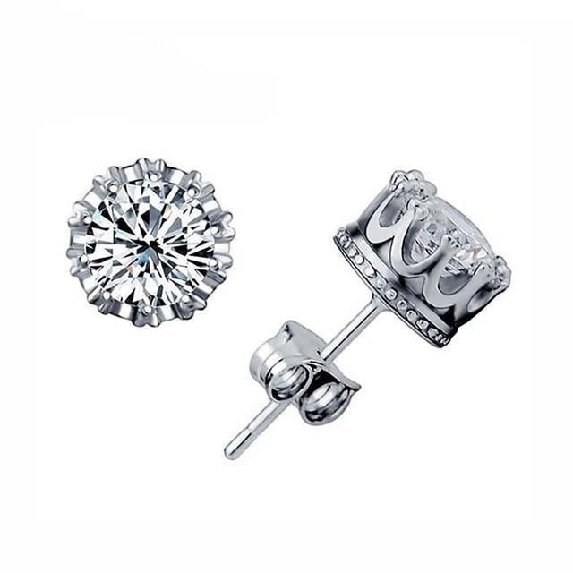 Crown Silver Stud Earrings