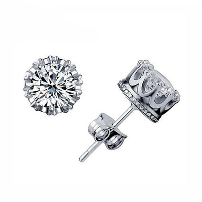 Crown Silver Stud Earrings
