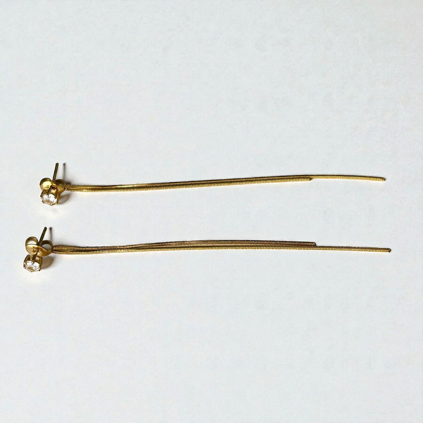 Long Stud Gold Dangle Earring