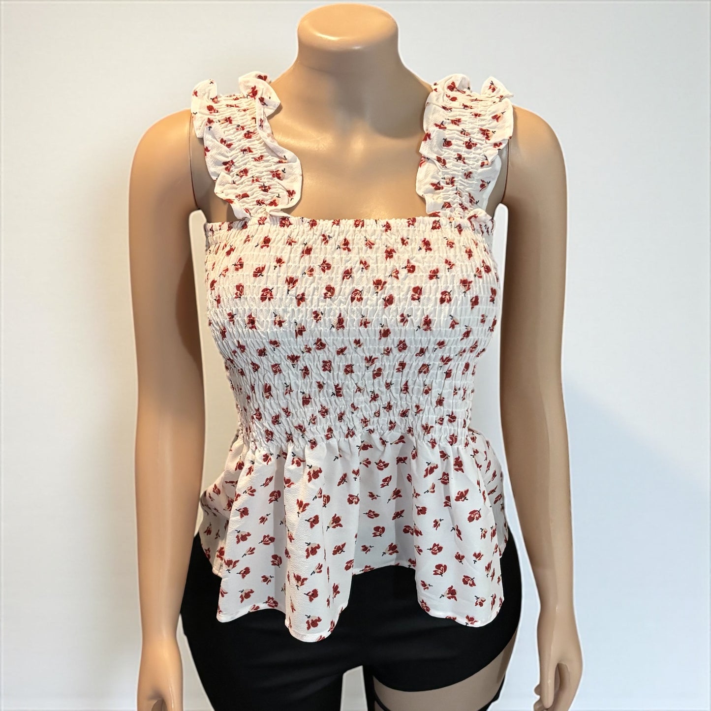 Off White Floral Women Smock Tank