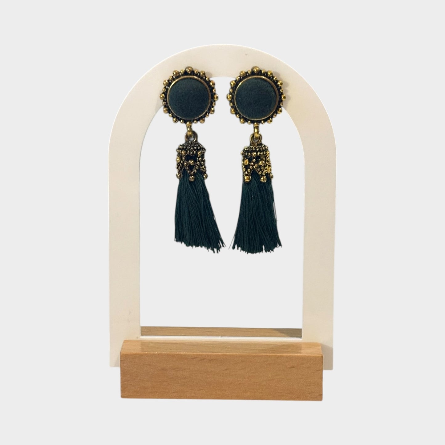 Vintage Women Velvet Green Earrings