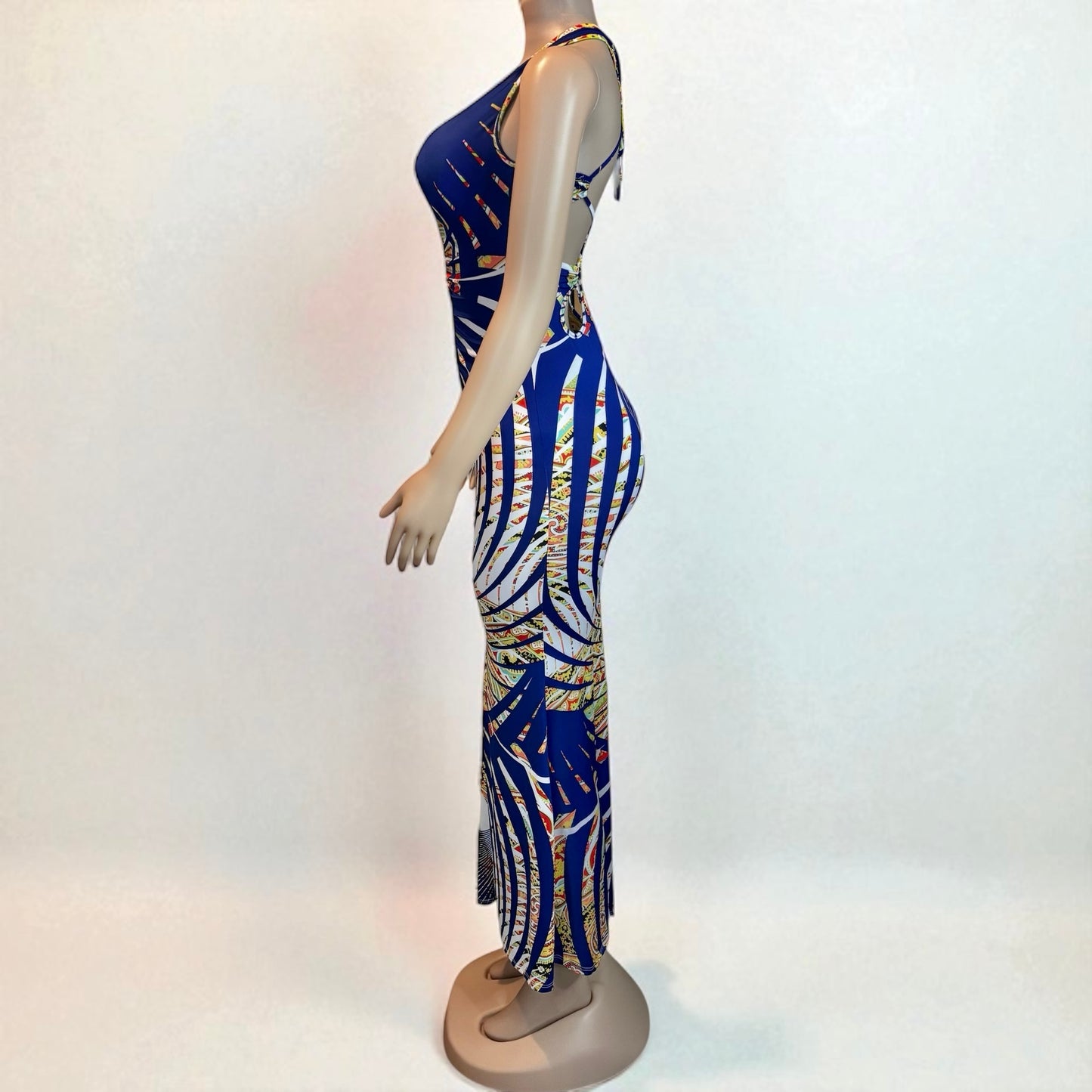 Sleeveless Long V-Neck Maxi Dress