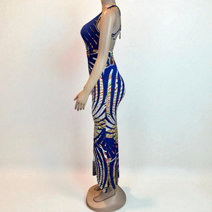 Sleeveless Long V-Neck Maxi Dress