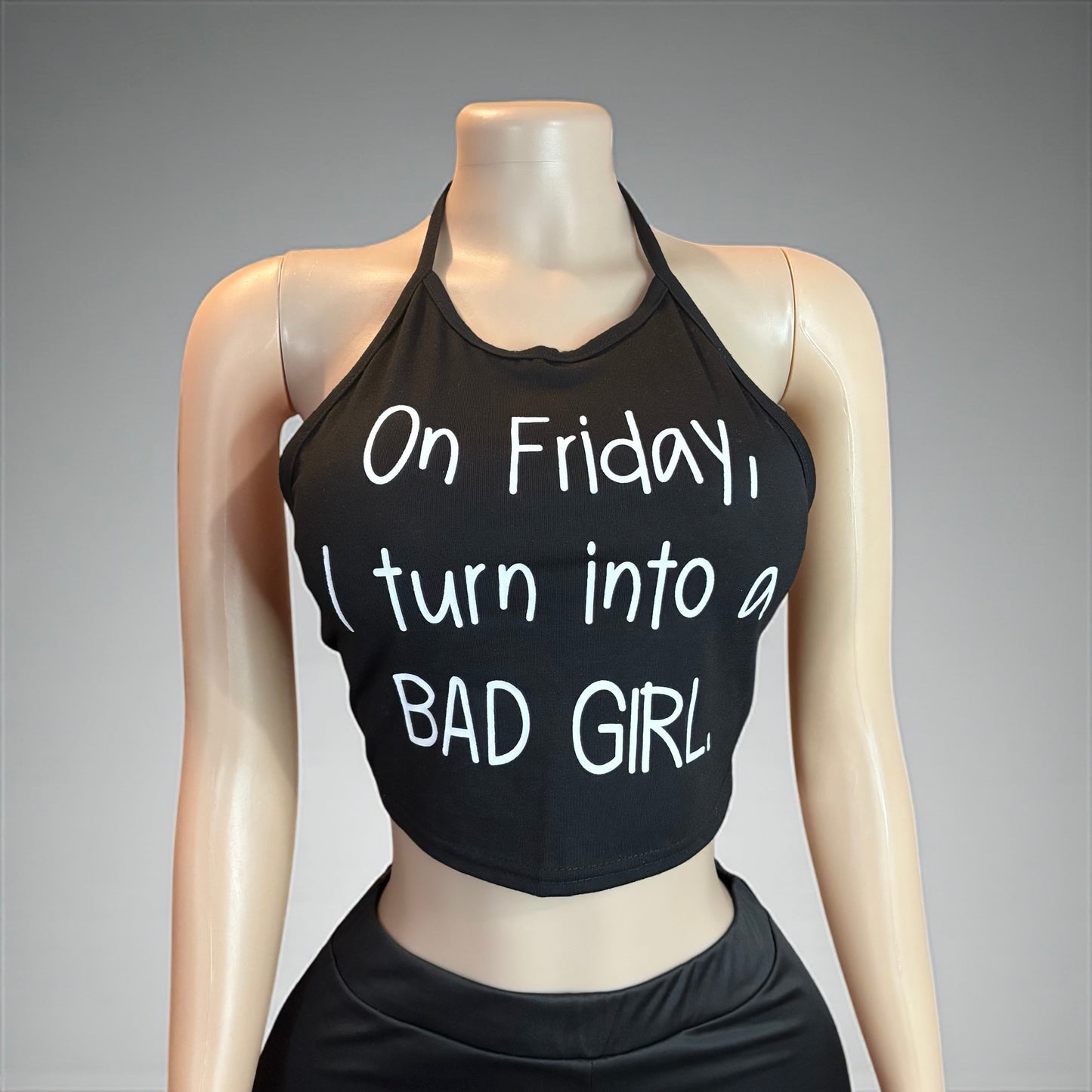 Bad Girl Black Sleeveless Crop Top